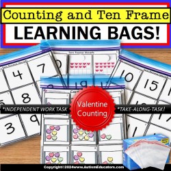 Special Education Learning Bag for Autism | Counting Hearts and Hearts Ten Frame
